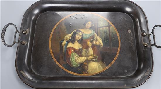 A Regency toleware tray, overall 16.75in.